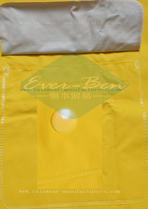 Strong reusable pvc rain gear pocket button